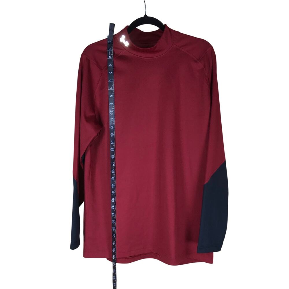 Under Armour ColdGear Fitted Shirt Men’s XL Red Black Long Sleeve Turtleneck - Picture 2 of 9